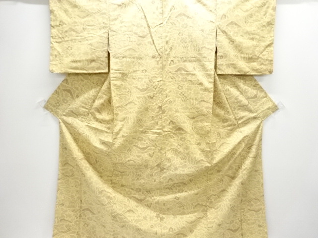 JAPANESE KIMONO / TOKAMACHI TSUMUGI / WOVEN FLORAL PLANTS